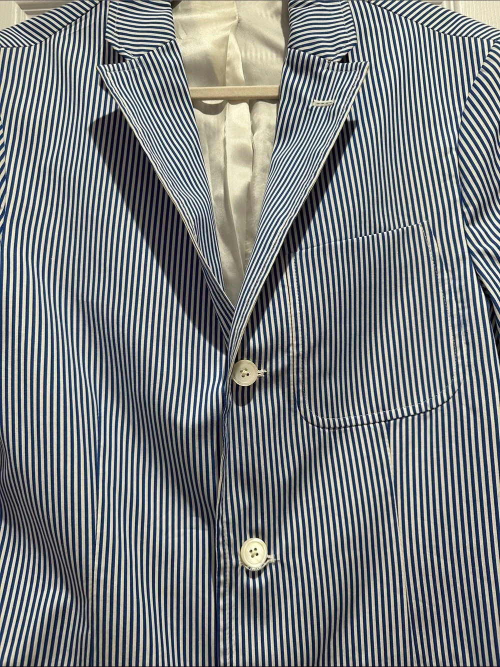 Polo by Ralph Lauren Navy & White Striped Seersucker Blazer